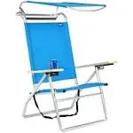 4 Position Portable Folding Beach Chair with Canopy, Blue