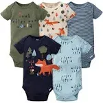 Gerber 5-Pack Baby Boys Fox Short Sleeve Onesies Bodysuits - 6-9mo