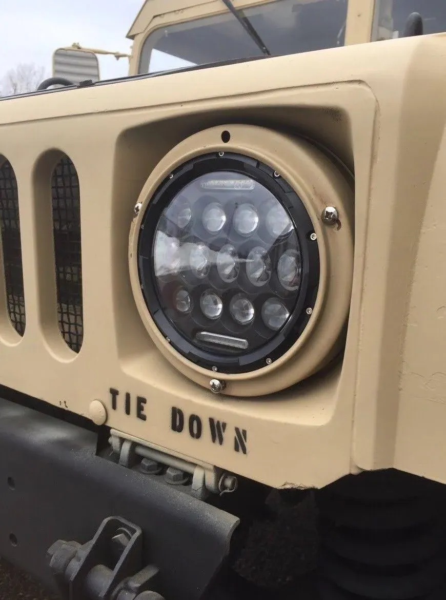 L.E.D. Military Headlights with Black Bezel - Headlight Plug & Play - One Pair