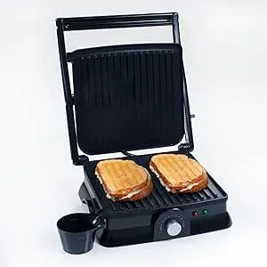 Chef Buddy Non-Stick Panini Press Indoor Grill and Gourmet Sandwich Maker, Electric with Nonstick Plates, 12.5”X 11" X 5”, Black