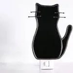 BOXCASA Black Cat Night Light,Stained Glass Cat Night Light with Bulb,Warm Yellow Plug in Night Light Suitable for Bedroom Livingroom Hallway