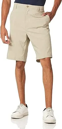 PGA TOUR Men's Flat Front Heather Golf Short with Active Waistband