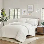 Apollo Full/Queen 3 Piece Striped Seersucker Oversized Duvet Cover Set