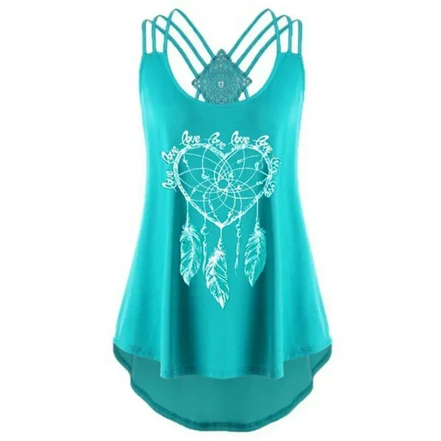 Plus Size Women Summer High Low Sleeveless Vest Tank T Shirt Blouse Floral Print Lace Up Bandage Casual Tops S-5XL