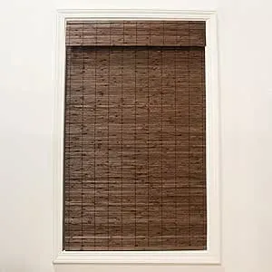 Radiance Cordless Bamboo Roman Shades for Windows - Flatstick Bamboo Blinds for Semi-Private Light Control - Easy to Lift & Fold Up Window Shades - Cocoa - 23 in. W x 64 in. L - (2216300E)