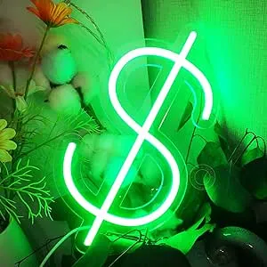 SYLHOME Dollar $ LED Neon Light Sign Money Home Bedroom Game Select Color 