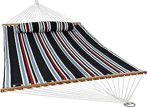 Sunnydaze Decor 2 Person Quilted Fabric Spreader Bar Hammock - Nautical Stripe