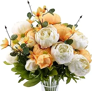 FiveSeasonStuf<wbr/>f Vintage Artificial Peonies Silk Flowers and Hydrangeas for We...