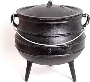 Lehman's Campfire Cooking Kettle Pot - Cast Iron Potje Dutch Oven with 3 Legs and Lid, 15.25 inch, 4.75 Gallon