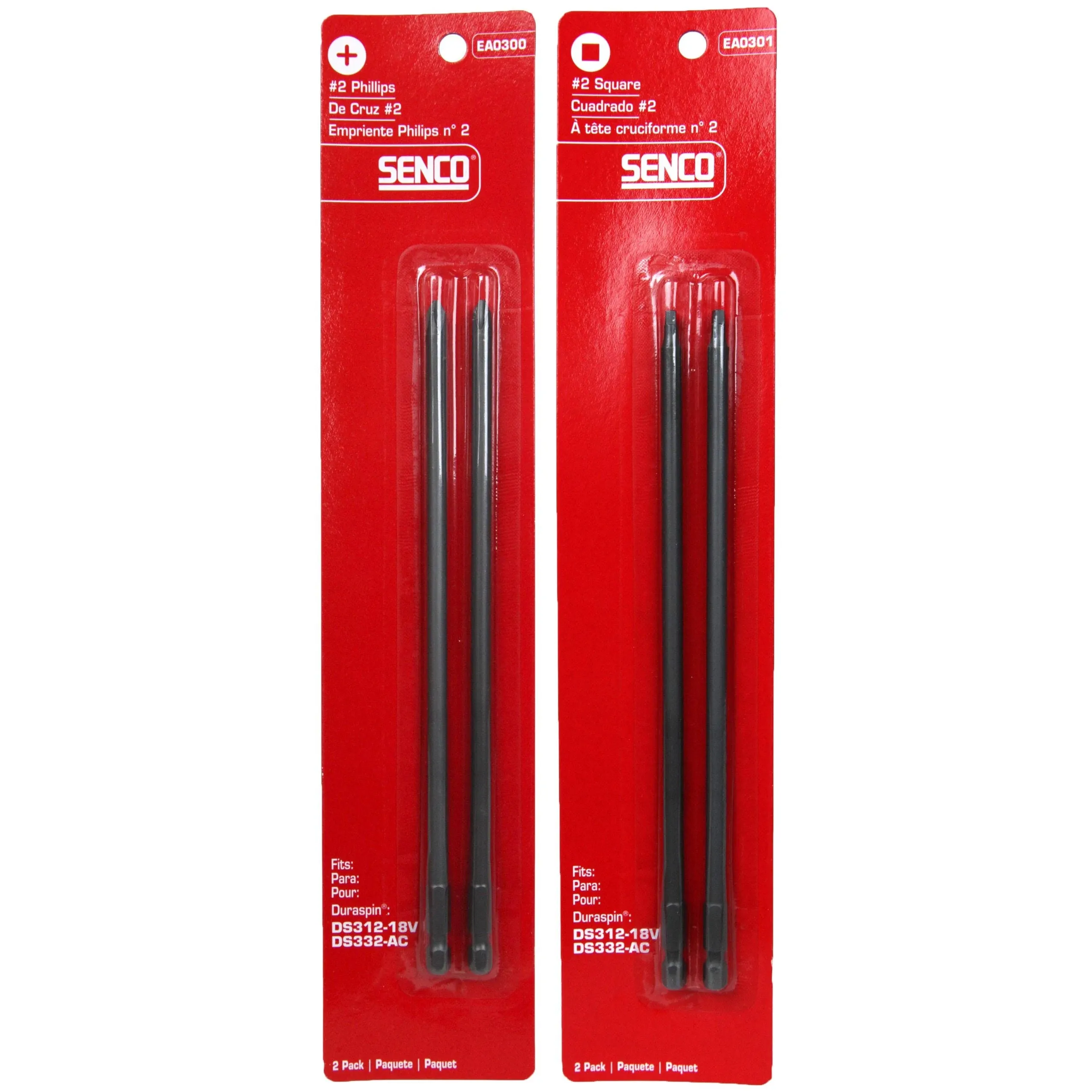 Senco EA0301#2 Square and EA0300#2 Phillips Duraspin Drive Bits (2-2 Packs