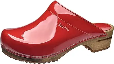 Sanita 'Retro Patent' Danish Clogs in Red (457012) - 39