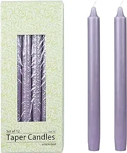 12-Piece Taper Candles, 10-Inch, Lavender Straight