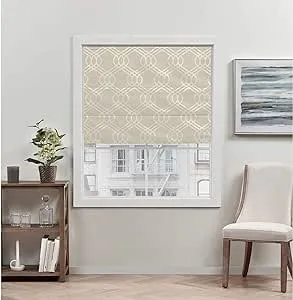 Exclusive Home Prague Trellis 100% Blackout Polyester Roman Shade, 31"x64", Natural