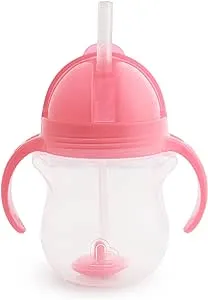 Munchkin Click Lock Weighted Flexi Straw Trainer Cup, Pink, 7 Ounce