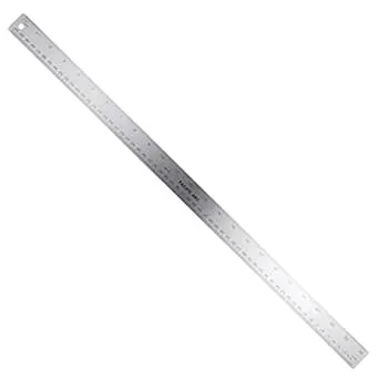 Stainless Steel 24 Inch Metal Ruler Non-Slip Rubber Back, with Inch and Metric Graduations