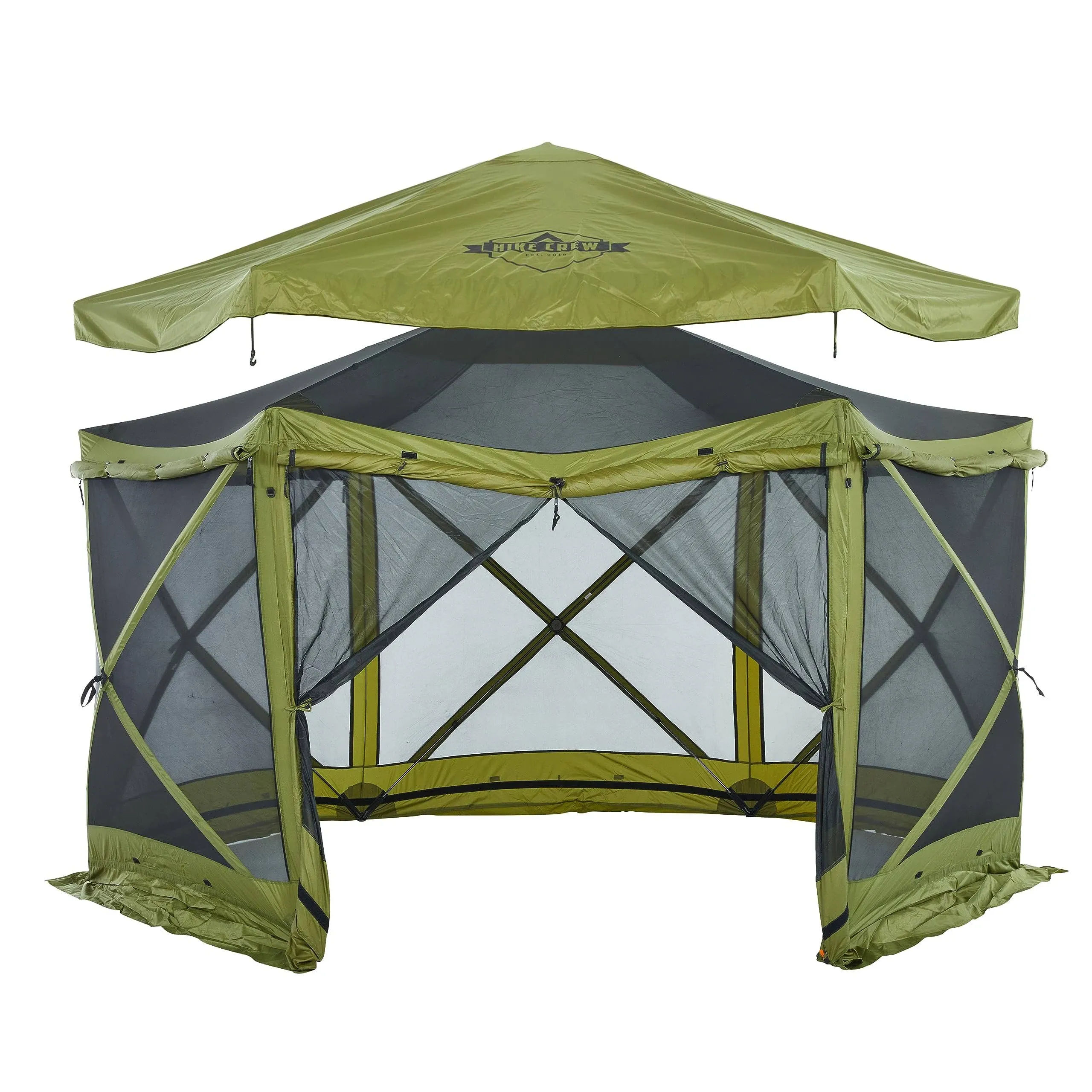 13’ x 13’ Screened Roof Pop Up Gazebo Tent, 6-Side Outdoor Camping Canopy Shelter ...