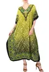 Miss Lavish London Women Kaftan Tunic Kimono Free Size Long Maxi Party Dress for Loungewear Holidays Nightwear Dresses One size, 103-Green