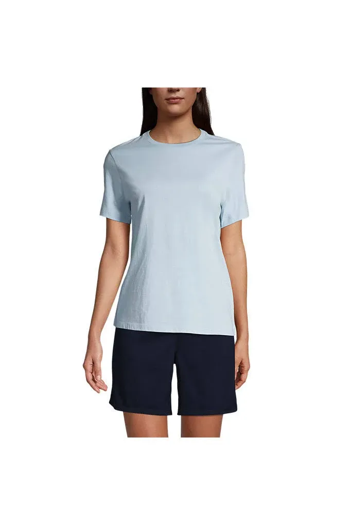 Lands' End School Uniform Women's Short Sleeve Feminine Fit Essential T-Shirt - Medium - Chambray Blue