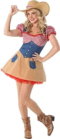 fun shack Adult Cowboy Costume Women, Halloween Cowgirl Costume Women, Adult Cowgirl Costumes for Women