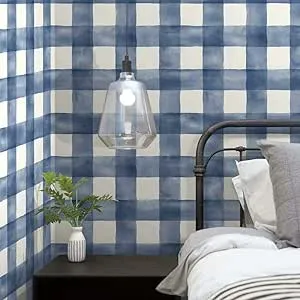 Blue Checkmate Watercolor Plaid Peel and Stick Wallpaper