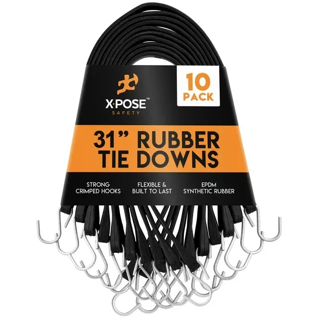 Xpose Safety TS-31-10 Molded Rubber Tie Down Straps 31 in , 10pk