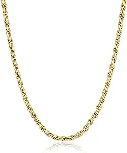 Gold Plated Sterling Silver 040-Gauge Diamond-Cut Rope Chain Necklace, 16"