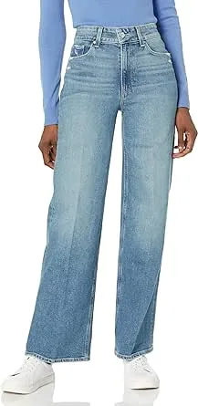 Paige Sasha 32 inch Wide Leg Jean - Storybook Distressed Blue