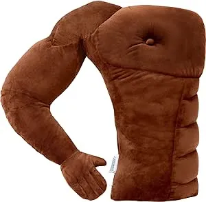 Muscle Man Pillow – Cute and Fun Hunky Husband Cuddle Companion – Boyfriend "Ripped" Body Pillow with Benifits – Unique Gag Gift Idea – Body Pillow, Brown Man