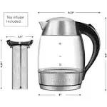 Chefman Electric Glass Kettle, Fast Boiling W/ LED Lights, Auto Shutoff & Boil Dry Protection, Cordless Pouring, BPA Free, Removable Tea Infuser, 1.8 Liters, Stainless Steel