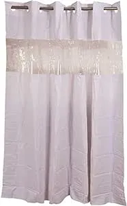 Hookless HBH08VIS01 Vision Shower Curtain White With Clear Top 71" x 74" 