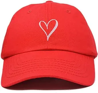 Hand Drawn Heart Hat Womens Embroidered Baseball Cap