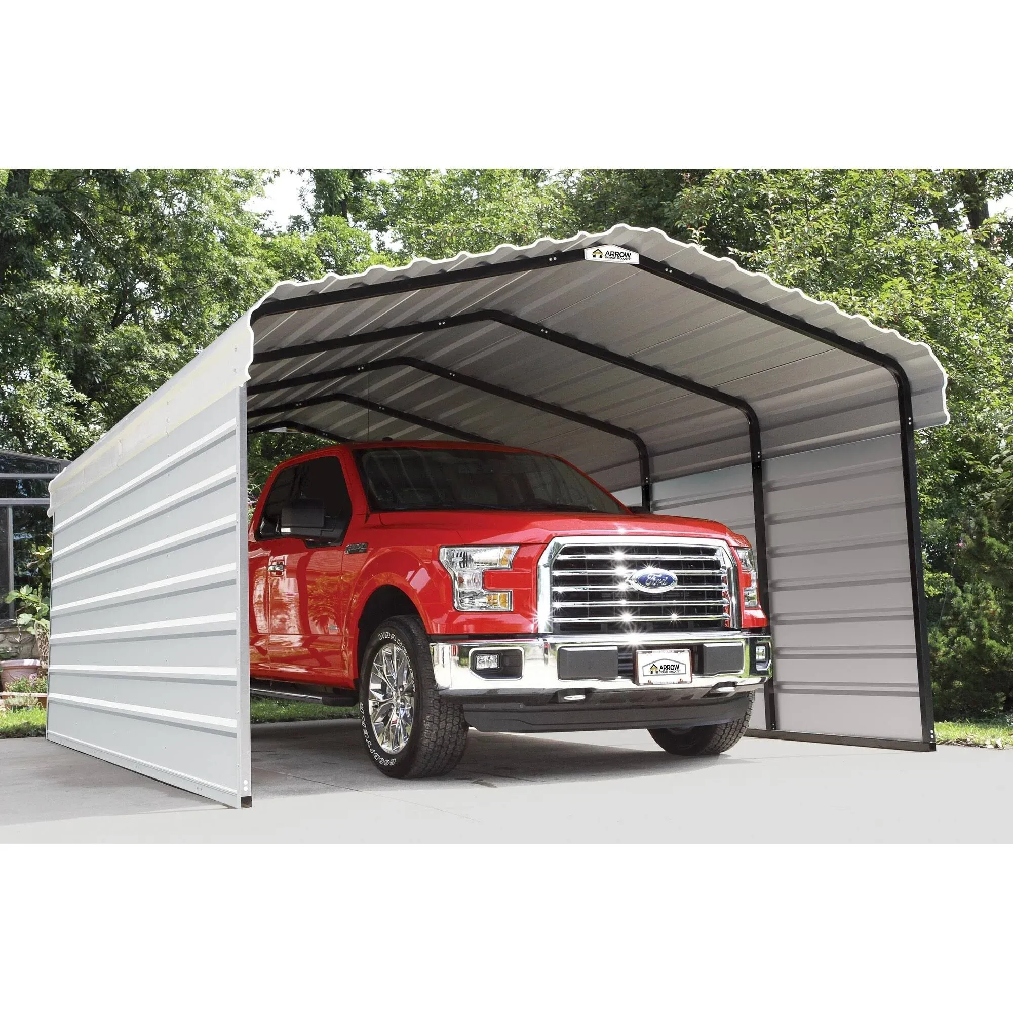 Arrow 10-ft W x 29-ft L x 9-ft H Eggshell Metal Carport in White | CPH102909ECL1