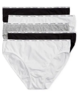 CALVIN KLEIN - Calzones de algodón elástico con logo y de corte tipo bikini para mujer, multipaquete