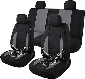 Pariitadin Waterproof Car Seat Covers Full Set, Neoprene Seat Covers for Cars, Universal Fit Interior Covers for Most Cars Sedan Van Truck SUV(Black/Gray) 2