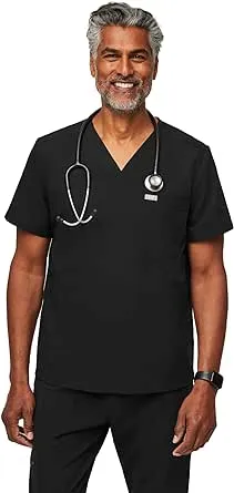 Figs Men's Chisec Three-Pocket Scrub Top Black XL