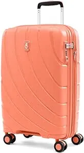 Carry On Expandable Hardside Spinner, 8 Spinner Wheels Suitcase, TSA lock, Carry On 21 Inch, Coral Orange