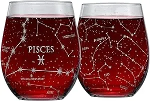 Champagne Glass, Zodiac Sign Pisces, Personalized Engraving Included