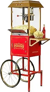 Nostalgia Vintage 10-Ounce Commercial Popcorn Cart - 59-inches Tall, Red, NKPCRT10RD