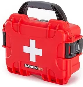 Nanuk 903 Waterproof First Aid Prepper Survival Gear Dust and Impact Resistant Case - Empty - Red, 903-FSA9