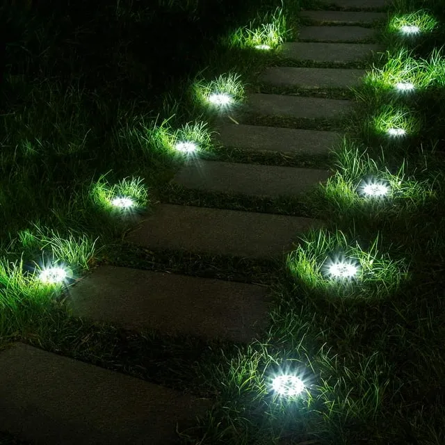 Solpex 12 Pack Solar Ground Lights, 8 LED Solar Powered Disk Lights Outdoor Waterproof Garden Landscape Lighting for Yard Deck Lawn Patio Pathway