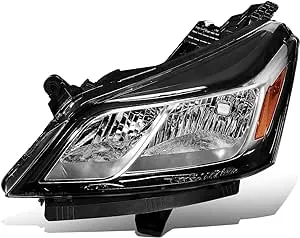 DNA MOTORING OEM-HL-0107-L Black Housing Amber Reflector Headlight Lamp Compatible with 13-17 Chevy Traverse (Driver Side)