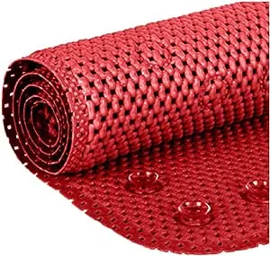 Elaine Karen Deluxe Bathtub Mat Non Slip, Soft Foam Bath Mats for Bathroom Tub, Bathtub Mat with Drain Holes, Suction Cups- 36 x 17 - Red