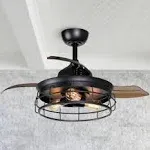 Industrial 36-inch Black 3-blade Ceiling Fan with Remote - Black 36-in