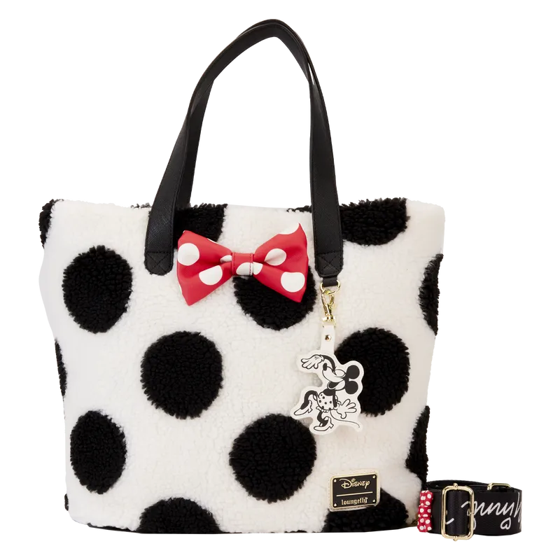 Loungefly Minnie Mouse Rocks The Dots Classic Sherpa Tote Bag