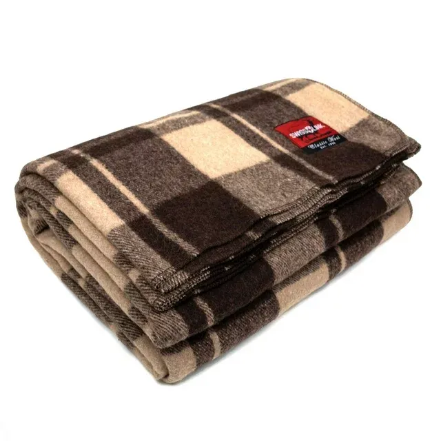 Swiss Link Military Classic Wool Plaid Throw Blanket