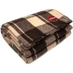 Swiss Link Military Classic Wool Plaid Throw Blanket