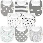 KeaBabies 8-Pack Baby Drool Bibs Grayscape