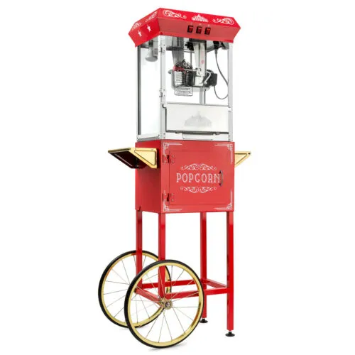 Vintage Style Popcorn Machine Maker Popper with Cart and 10-Ounce Kettle