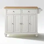 Cambridge Natural Wood Top Kitchen Island White - Crosley