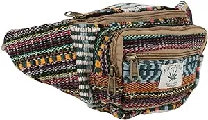 Hemp Fanny Pack,Adjustable Waist and Multiple Pockets,Waist Bag & for all purpose (Multicolored)